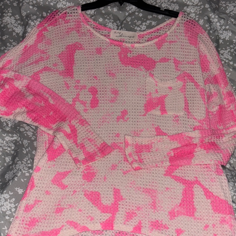Pink and White Knit Sweater